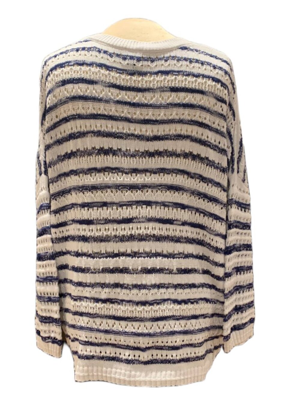 CAbi Navy & White Striped Knit Oversized Sweater - Size M (fits L) - Picture 2 of 10